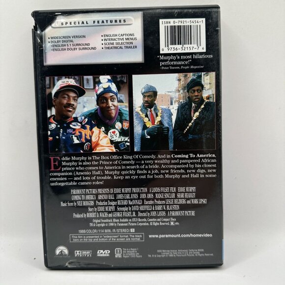 Coming To America DVD - Eddie Murphy - Widescreen Collection Rated R - Picture 2 of 3